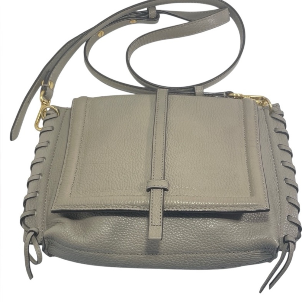 Annabel Ingall Australia Taupe Pebbled Leather Rare Crossbody Bag NWOT